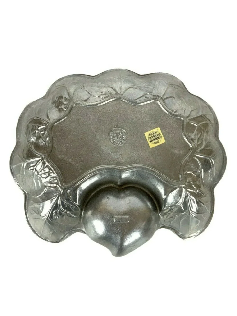 Wilton Armetale Majolica Chip Dip Radish Cabbage Leaf Serving Bowl Pewter Finish